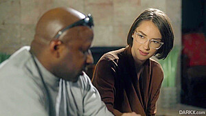 Nerdy babe with glasses, Natalie Porkman got down and dirty with Prince Yashua, until she came