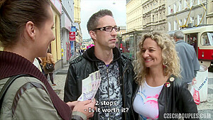 Young czech couple interviewed on the street